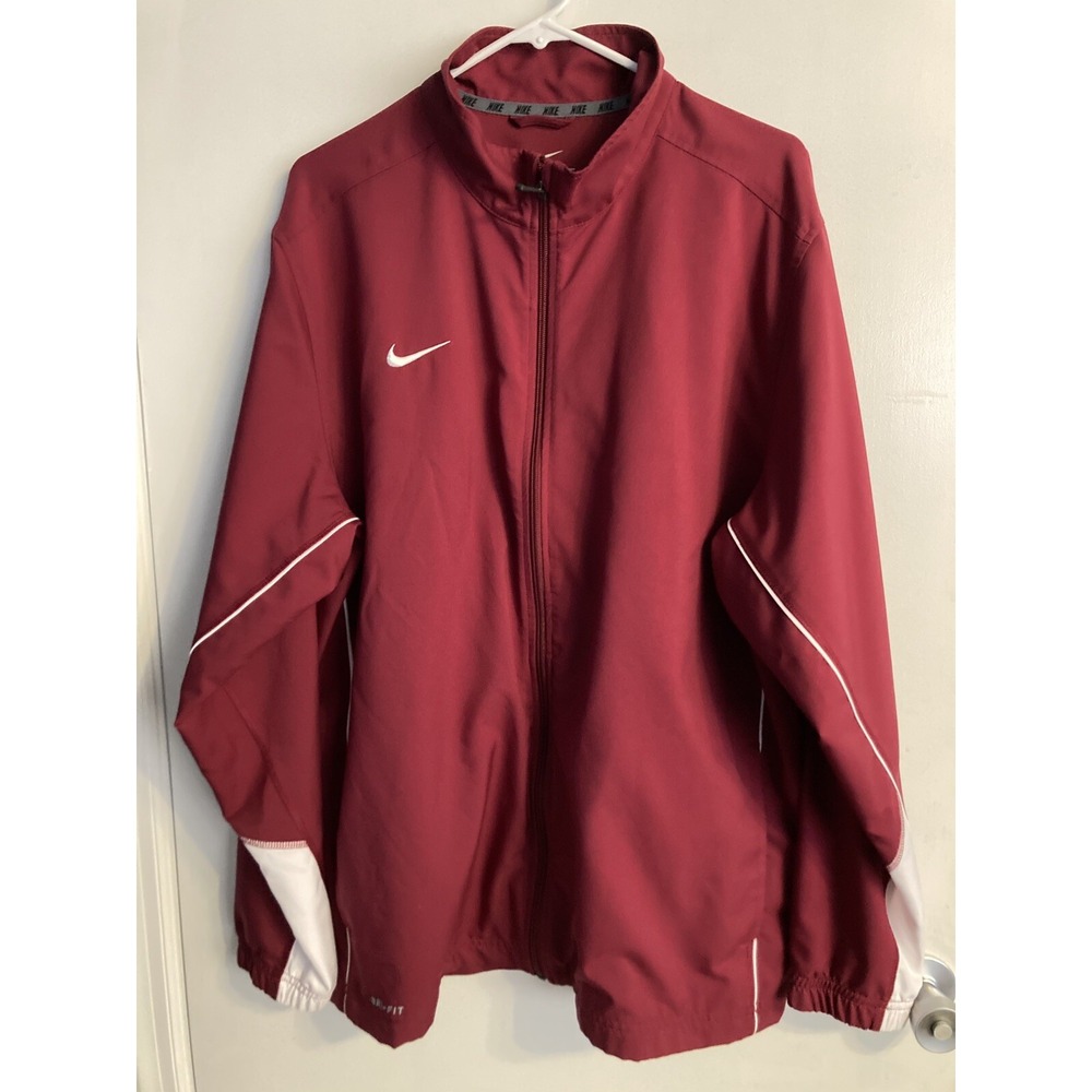 Nike Jacket Men's Extra Large Burgundy Dri Fit Full Zip Mock Collar #1835
